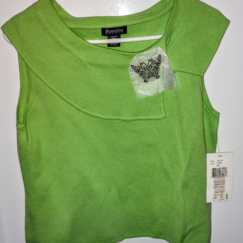 Petite XL Hampshire Studio Green Blouse with tags
